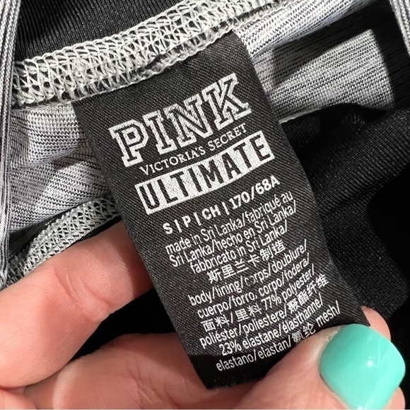 Victorias Secret PINK Ultimate High Waist Grey Mesh Floral Leggings Small - Picture 8 of 10